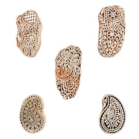 Set of 5 Piece New Mix Wooden Printing Blocks